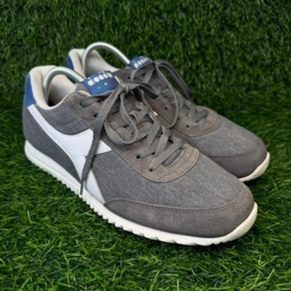 Diadora Sneakers Mens 12 Grey White Blue Low Top Athletic Shoes C7169